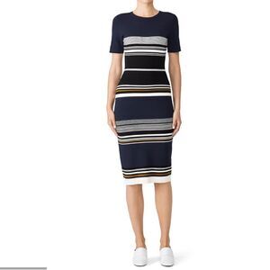 Diane von Furstenberg Navy Striped midi Dress size XS